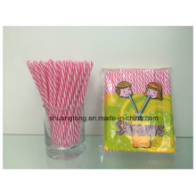 Plastic Tableware Spiral Double Colors Striped Hard Straight Straw